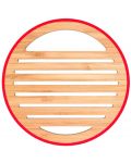 Бамбукова подложка за съдове Pebbly - Ø 24 cm, с червен кант - 2t